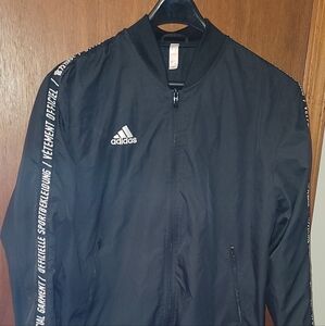 Large Adidas Vetement Officiel Full Zip Jacket Windbreaker Black Mens